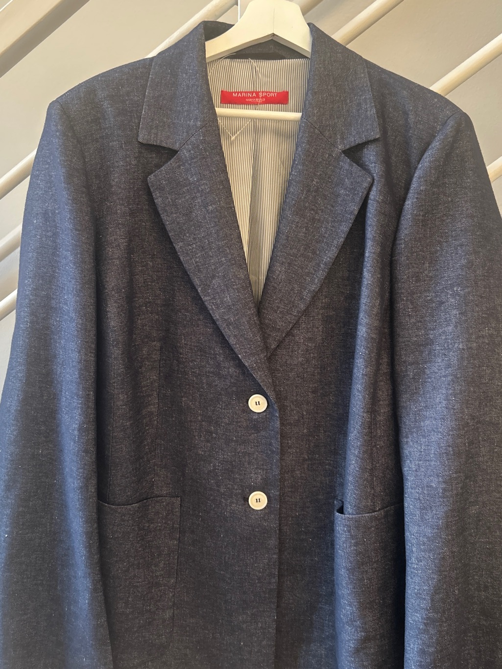 Nwt Marina Sport Max Mara Dark Wash Denim Blazer Jacket Plus Size 20 3x 3xl
